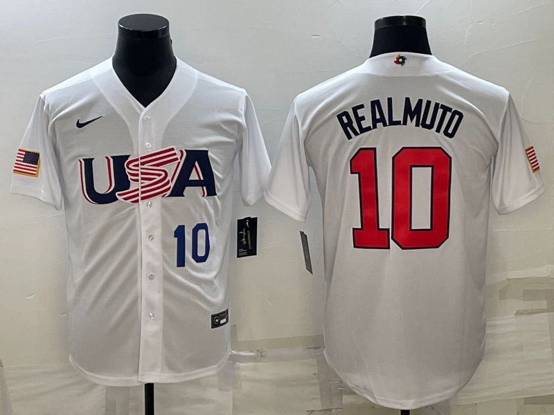 Men 2023 World Cub USA #10 Realmuto White Nike MLB Jersey2->more jerseys->MLB Jersey